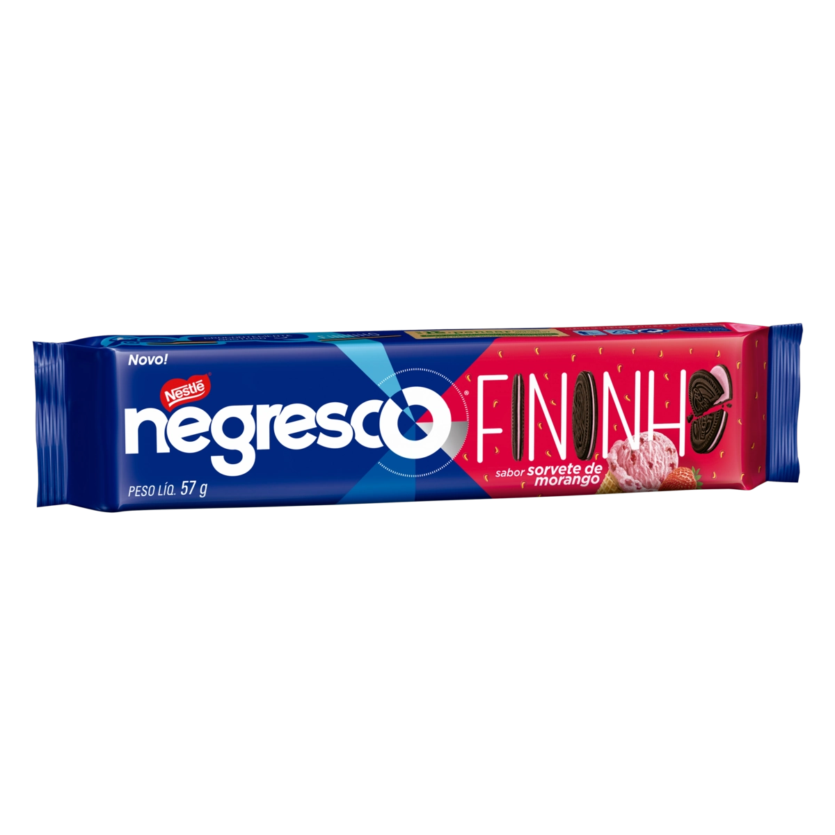 Biscoito Recheio Sorvete De Morango Negresco Fininho Pacote 57g