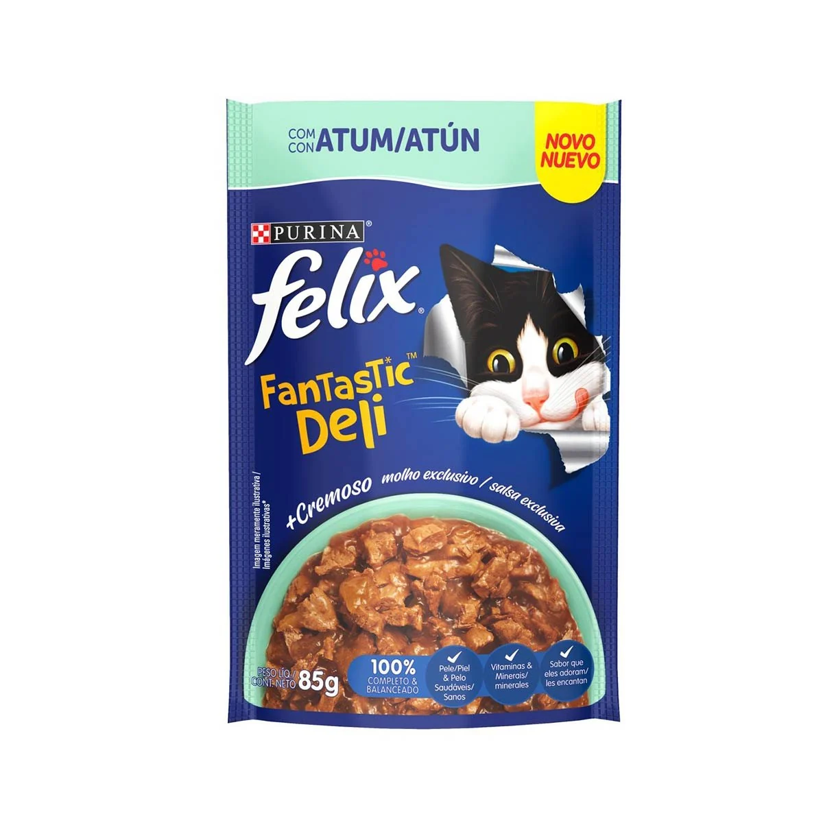 Ração Úmida FELIX Fantastic Deli Sabor Atum Pacote 85g