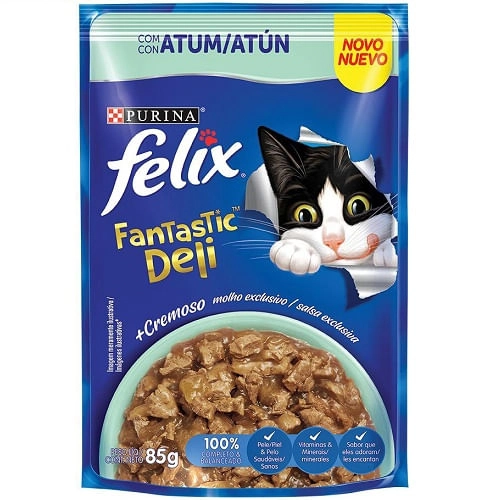 Alimento Para Gatos Adultos Atum Purina Felix Fantastic Deli Sachê 85g