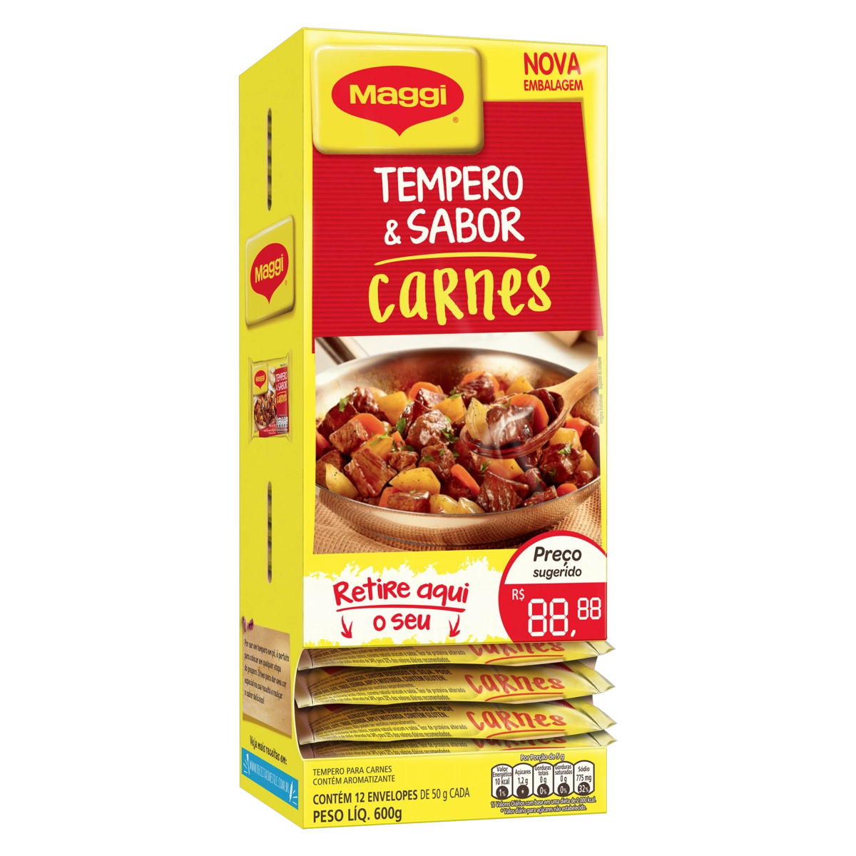 Tempero Para Carnes Maggi Tempero Sabor Caixa 600g 12 Unidades