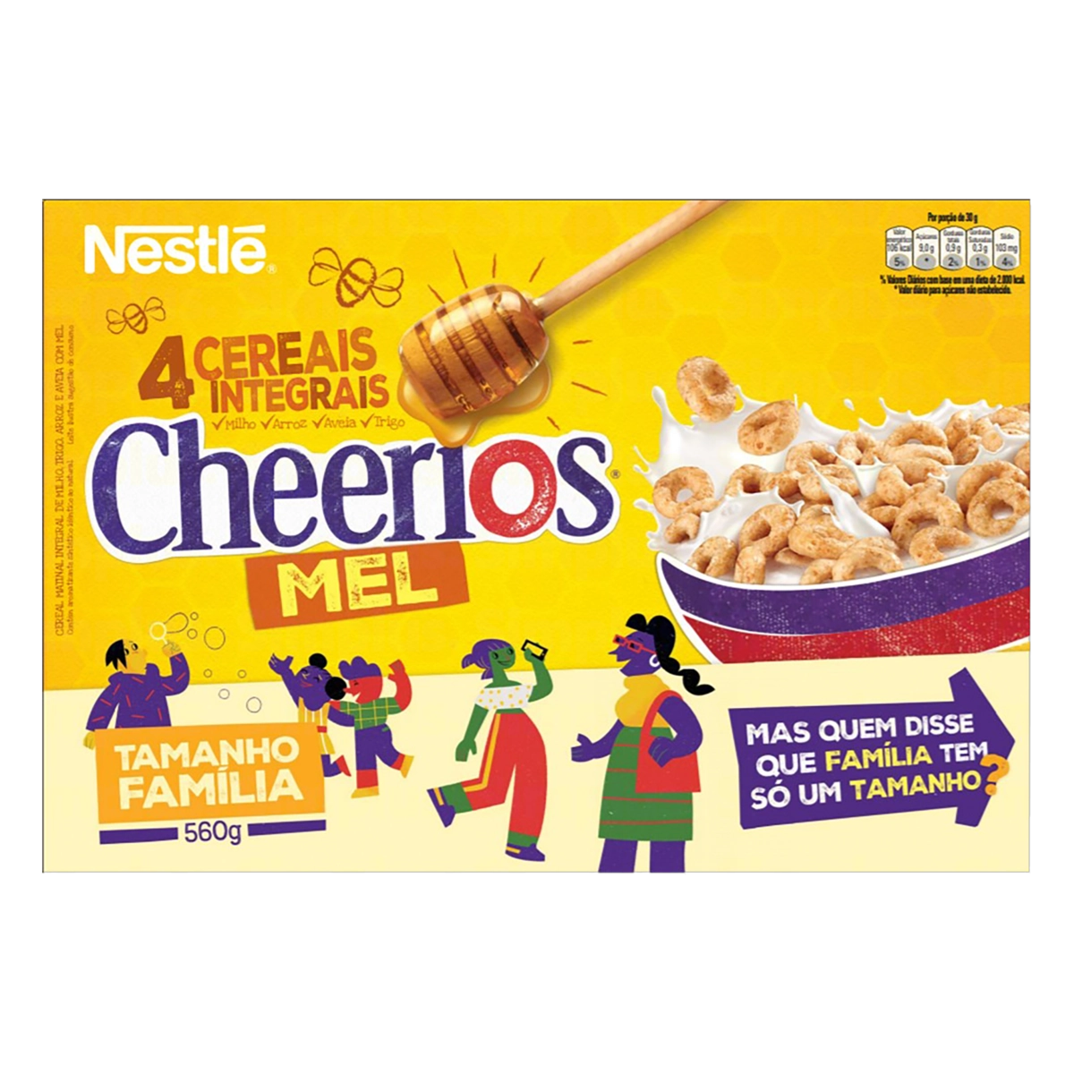 Cereal Matinal Integral Mel Cheerios 4 Cereais Caixa 560g Tamanho Família