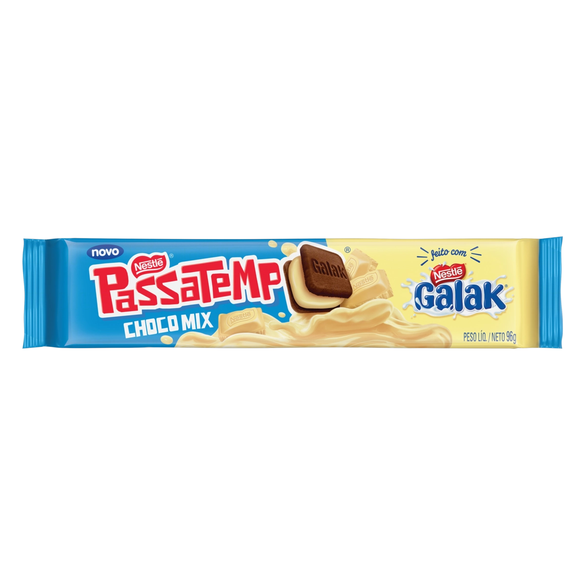 Biscoito Chocolate Recheio Galak Passatempo Choco Mix Pacote 96g