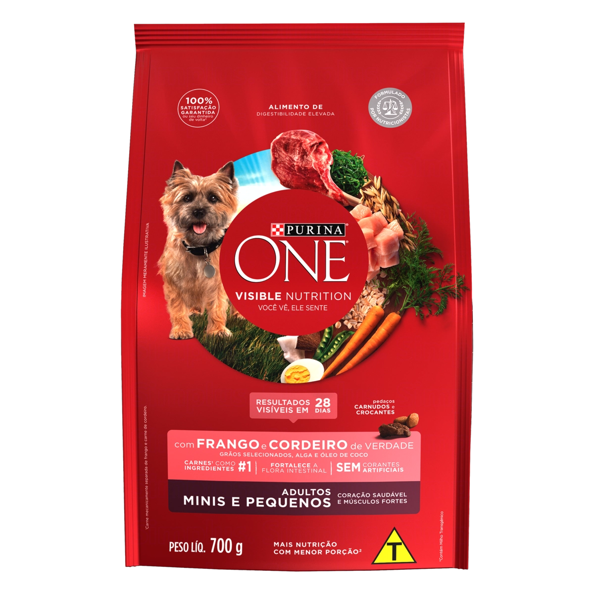 NESTLÉ® PURINA® ONE® Ração Seca para cães adultos Minis e Pequenos Frango e Cordeiro 700g