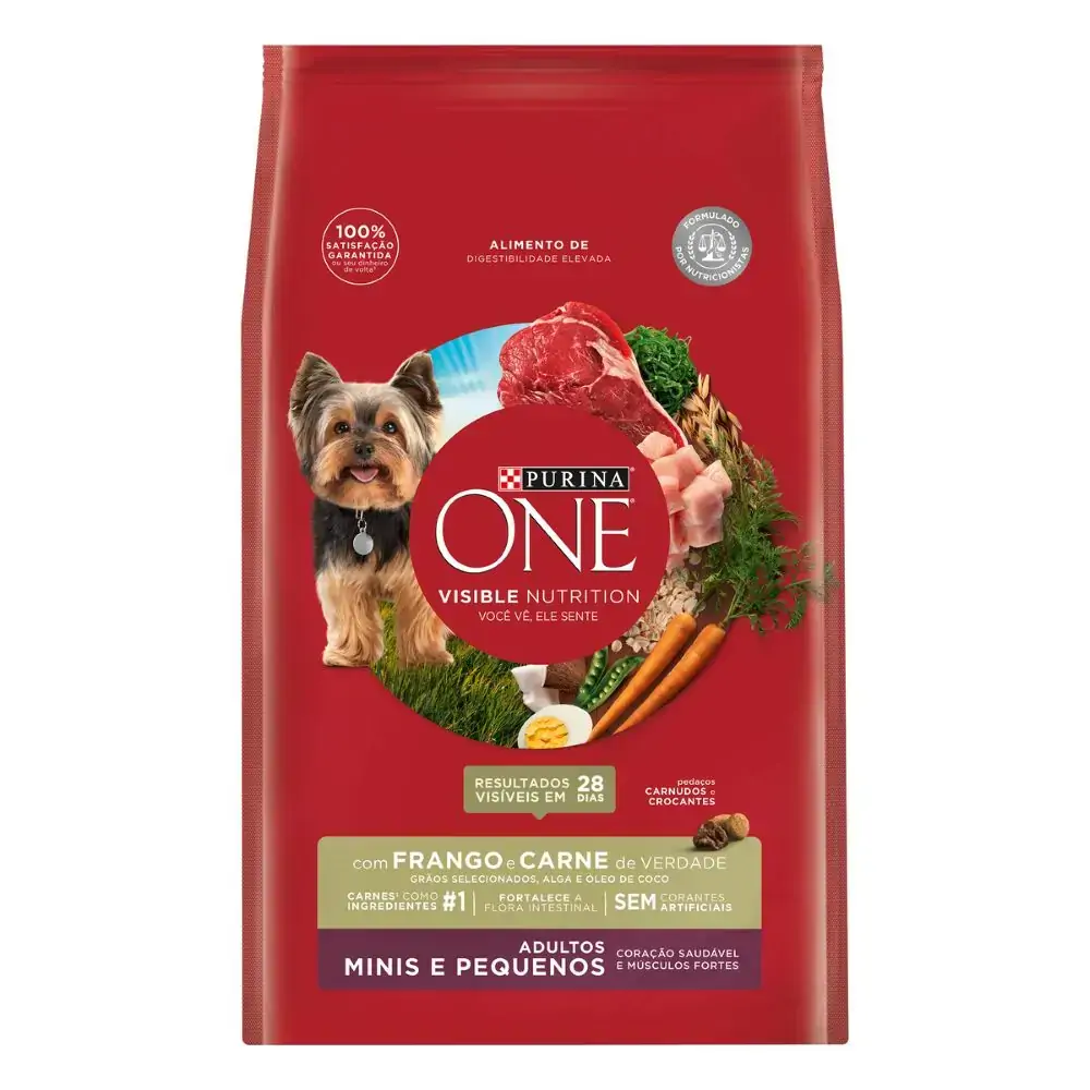 Alimento Para Cães Adultos Raças Minis E Pequenas Frango E Carne Purina One Visible Nutrition Pacote