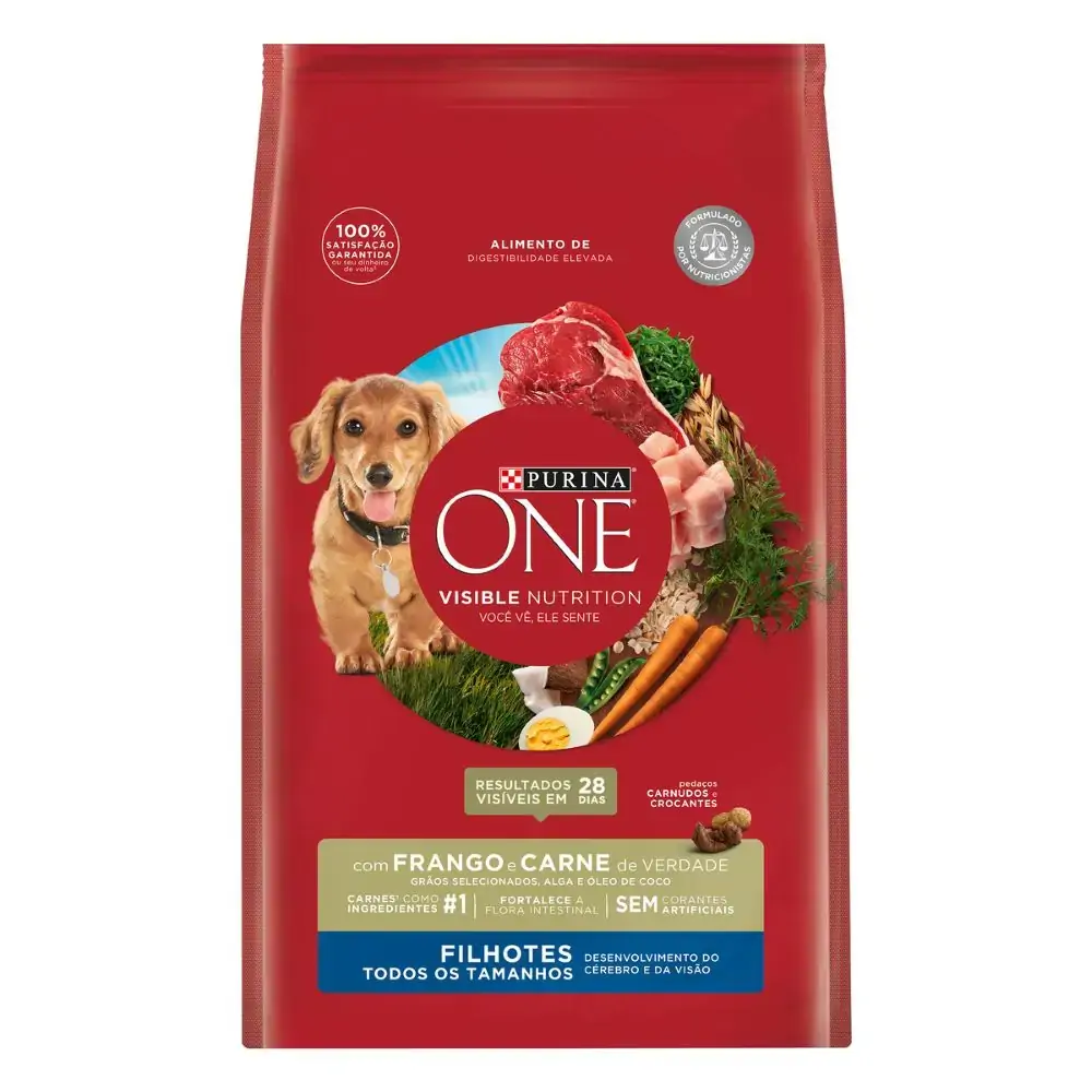 Alimento Para Cães Filhotes Todos Os Tamanhos Frango E Carne Purina One Visible Nutrition Pacote 2kg