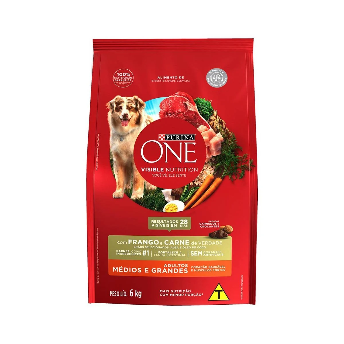 Ração Seca para Cachorro Adulto Médio Purina One Frango e Carne 6Kg