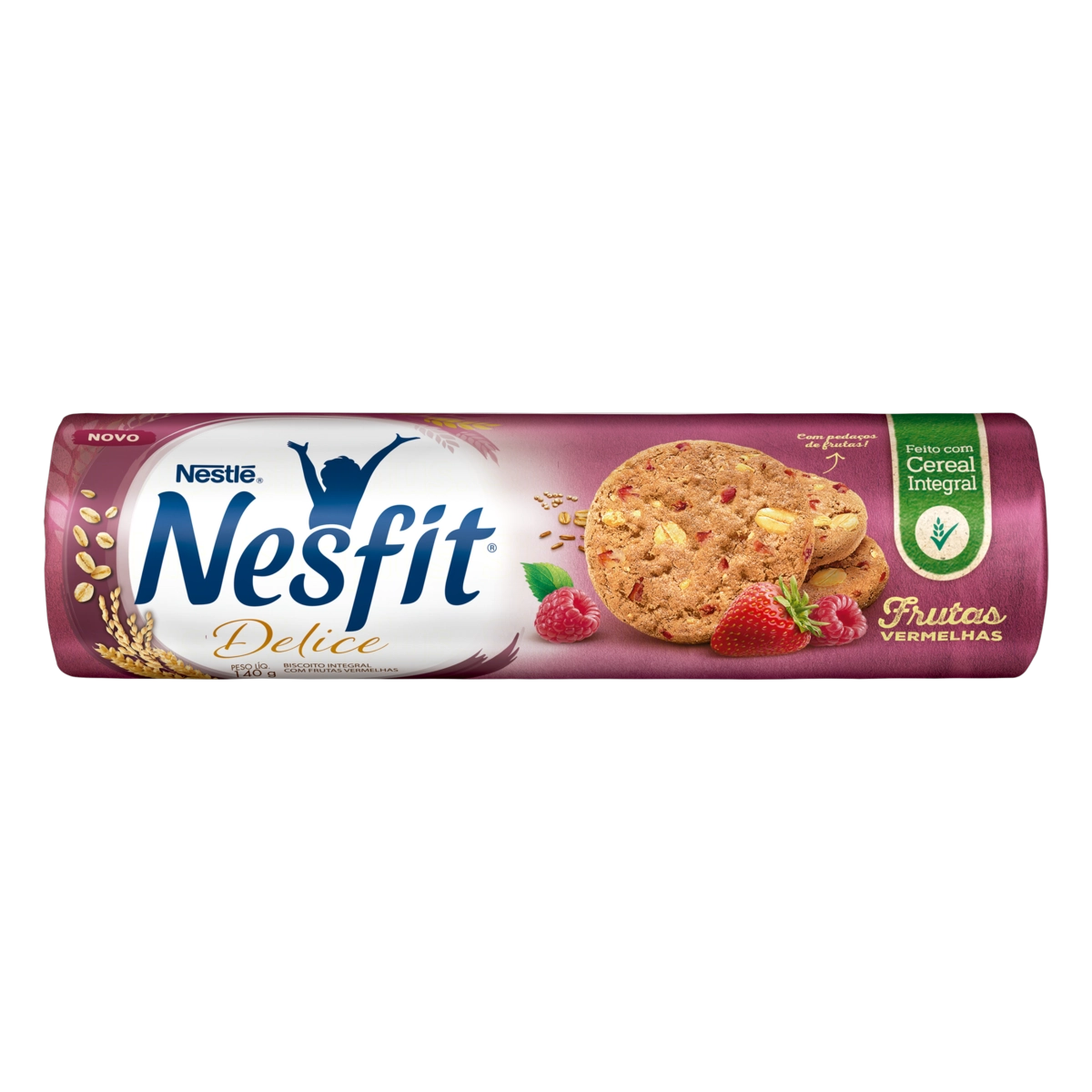 Biscoito Integral Frutas Vermelhas Nesfit Delice Pacote 140g