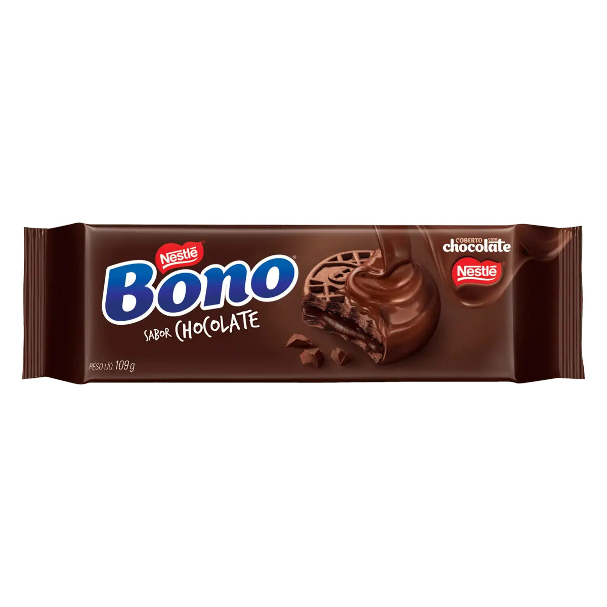Biscoito Bono Recheado Coberto Chocolate 109g