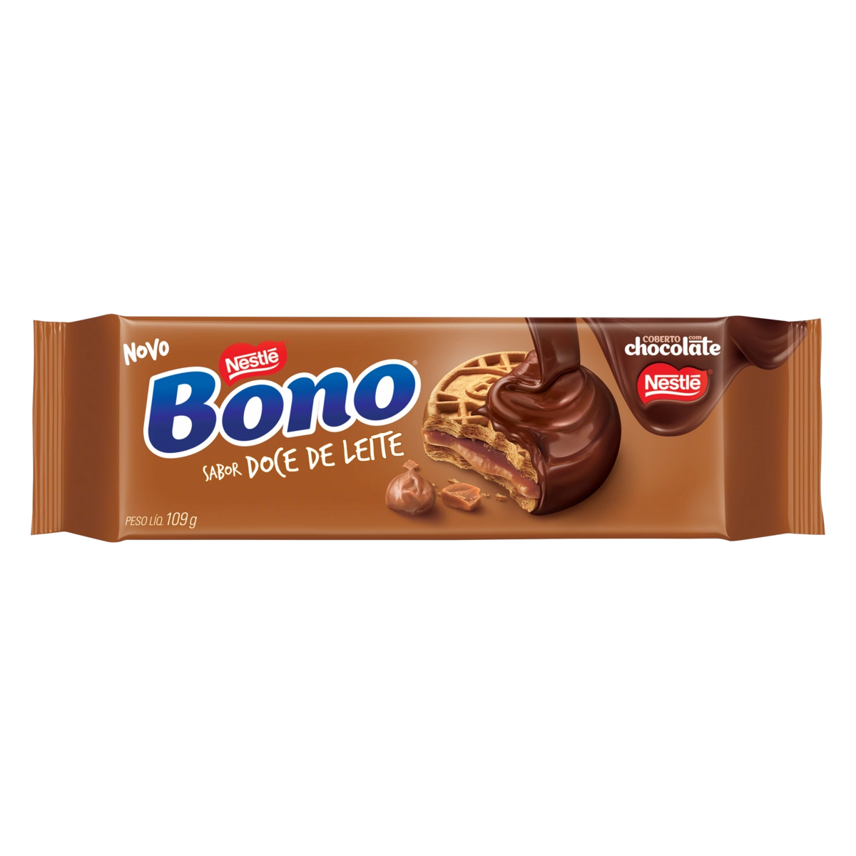 Biscoito BONO Recheado Coberto Doce de Leite 109g