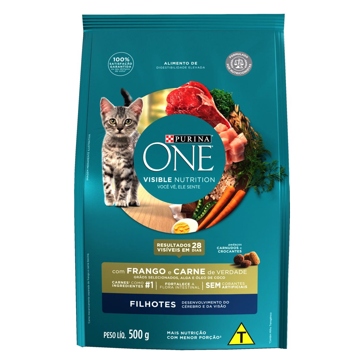 Alimento Para Gatos Filhotes Frango E Carne Purina One Visible Nutrition Pacote 500g