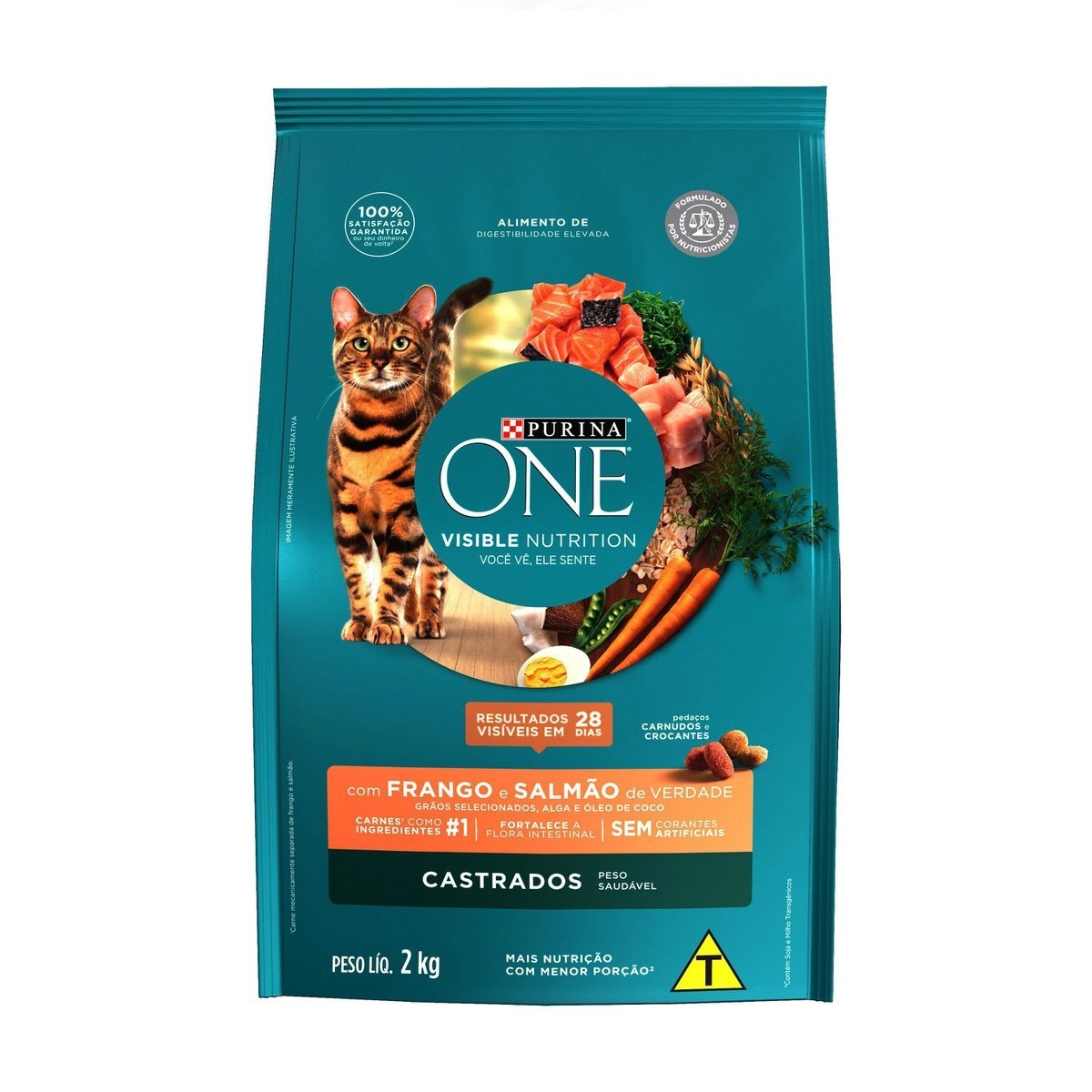 NESTLÉ® PURINA® ONE® Ração Seca para gatos adultos castrados todas as raças Frango e Salmão 2kg