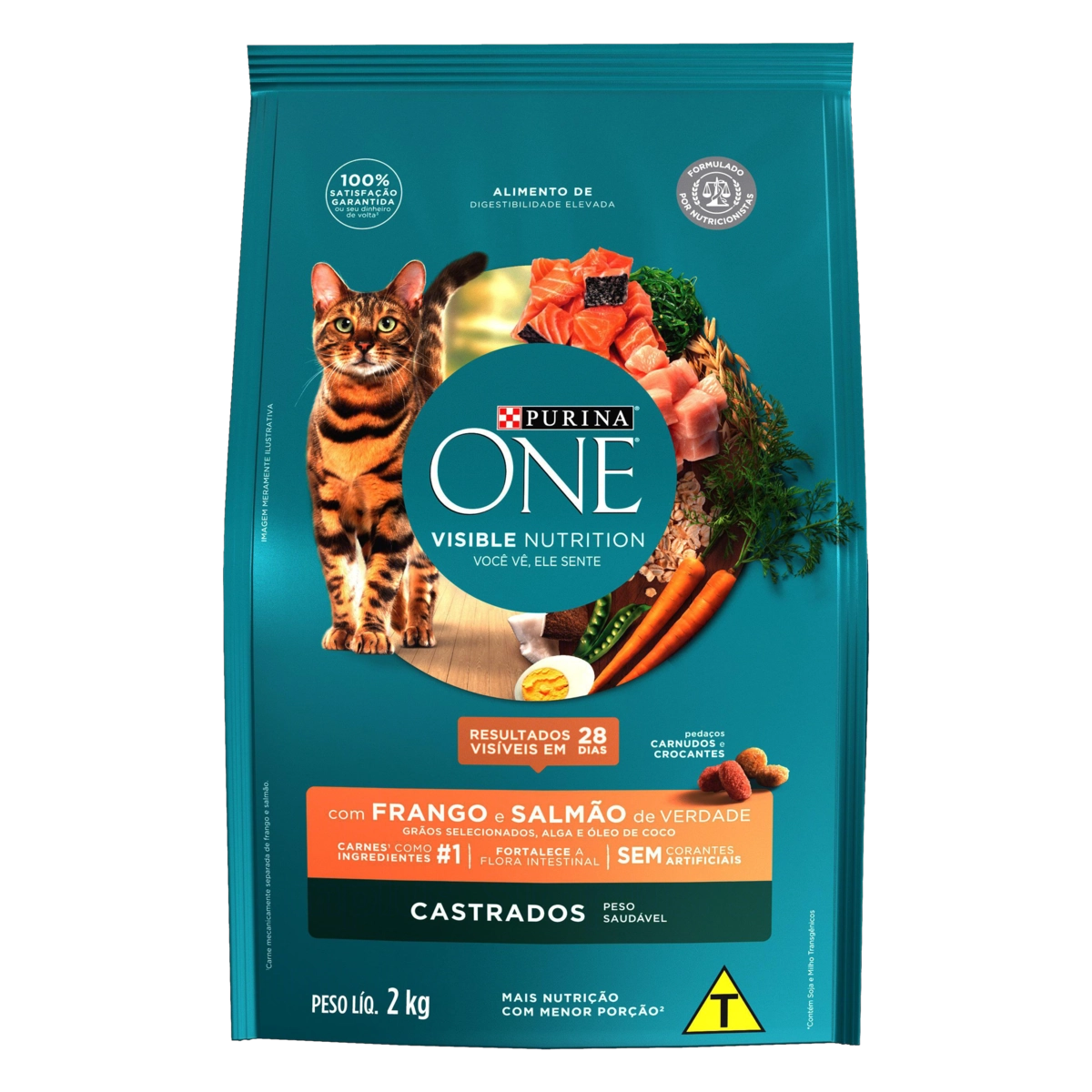Alimento Para Gatos Castrados Frango E Salmão Purina One Visible Nutrition Pacote 2kg