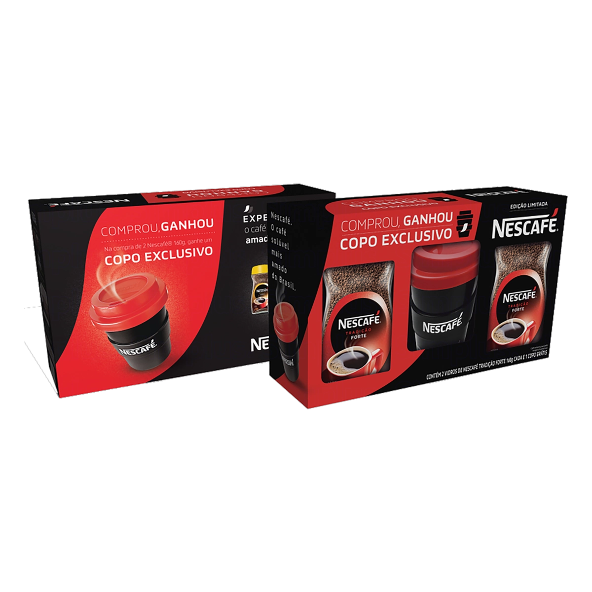 Kit 2 Cafés Solúveis Forte Nescafé Tradição 160g Cada Grátis Copo Exclusivo