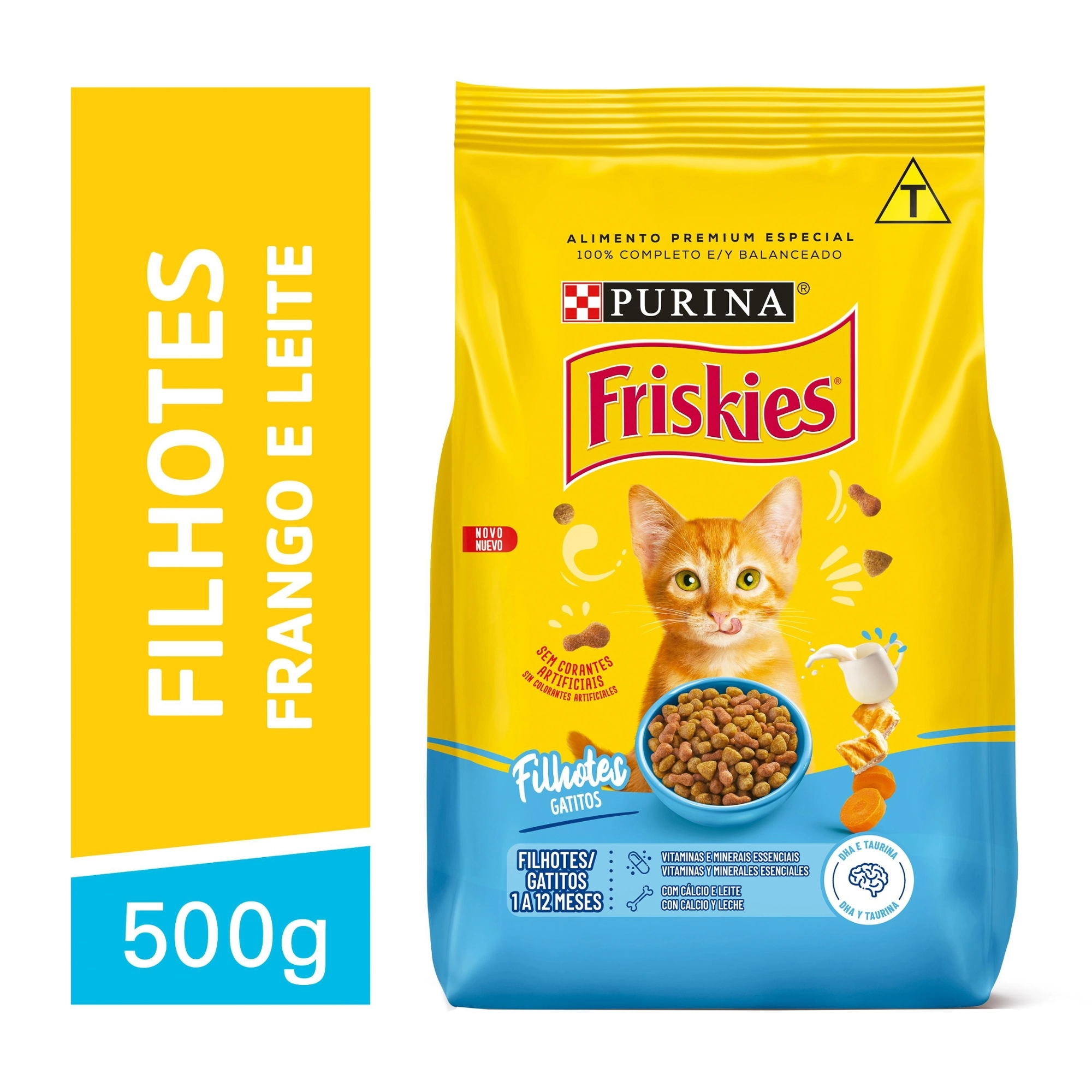 NESTLÉ® PURINA® FRISKIES® Ração Seca para Gatos Filhotes Sabor Frango, Cenoura e Leite 500g