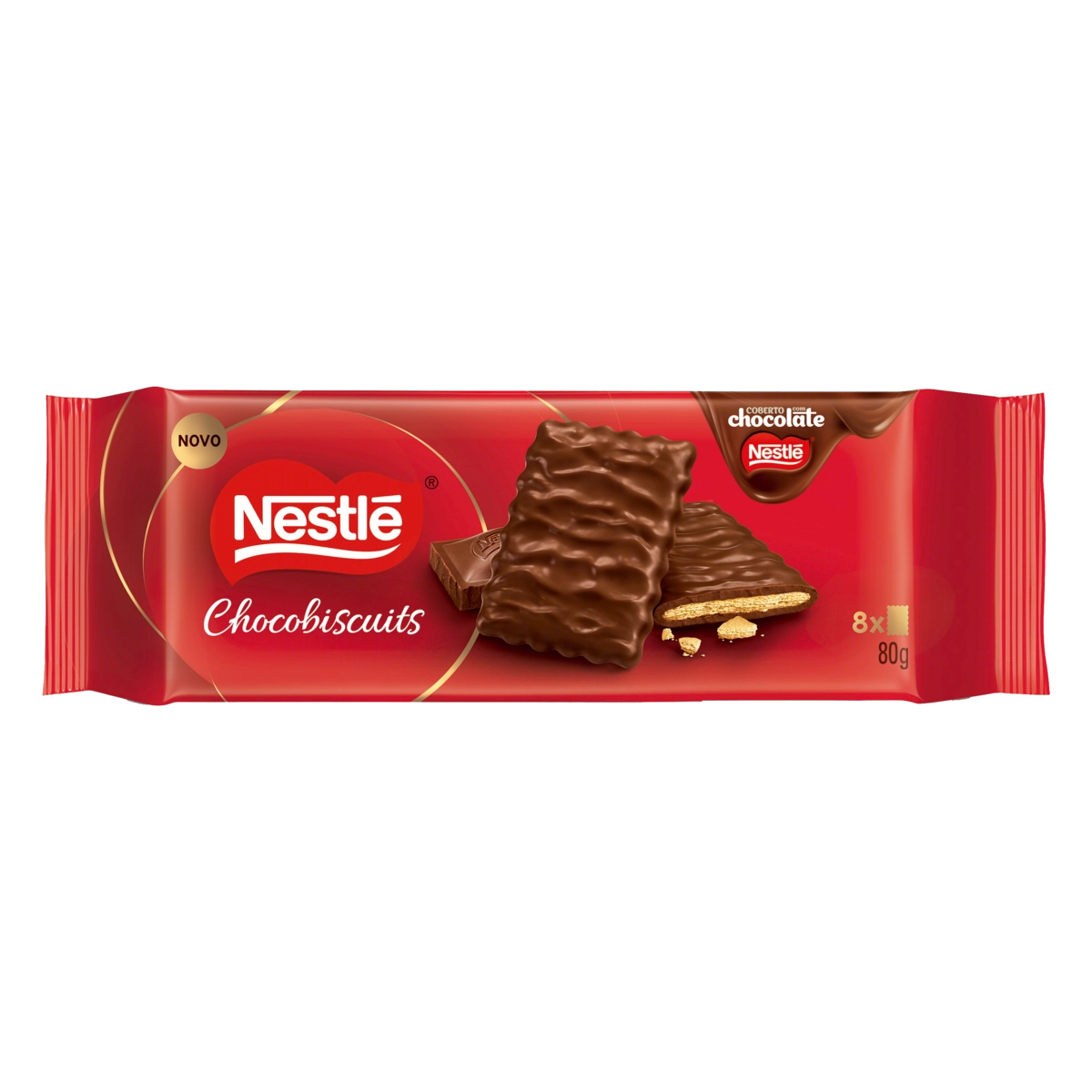 Biscoito Cobertura Chocolate ao Leite Nestlé Chocobiscuits Pacote 80g