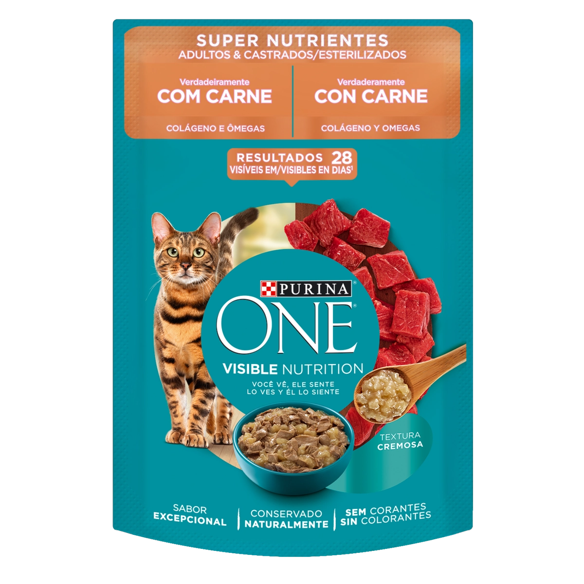 Alimento Para Gatos Adultos Castrados Carne Purina One Super Nutrientes Sachê 85g
