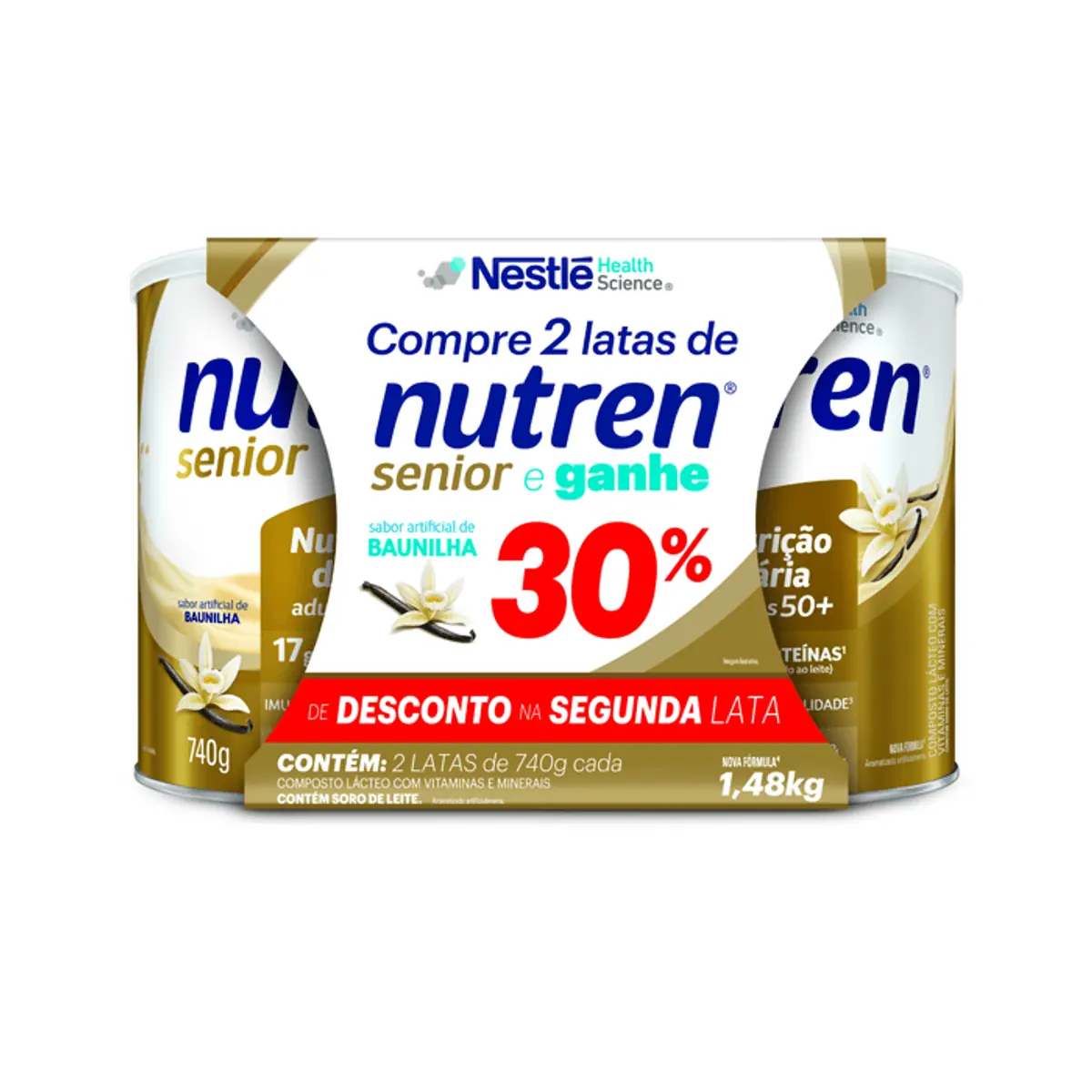 Kit Complemento Alimentar Nutren Senior Baunilha 2 Unidades de 740g