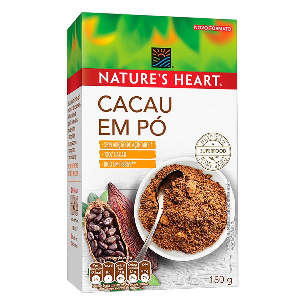 Cacau Pó Natures Heart Caixa 180g