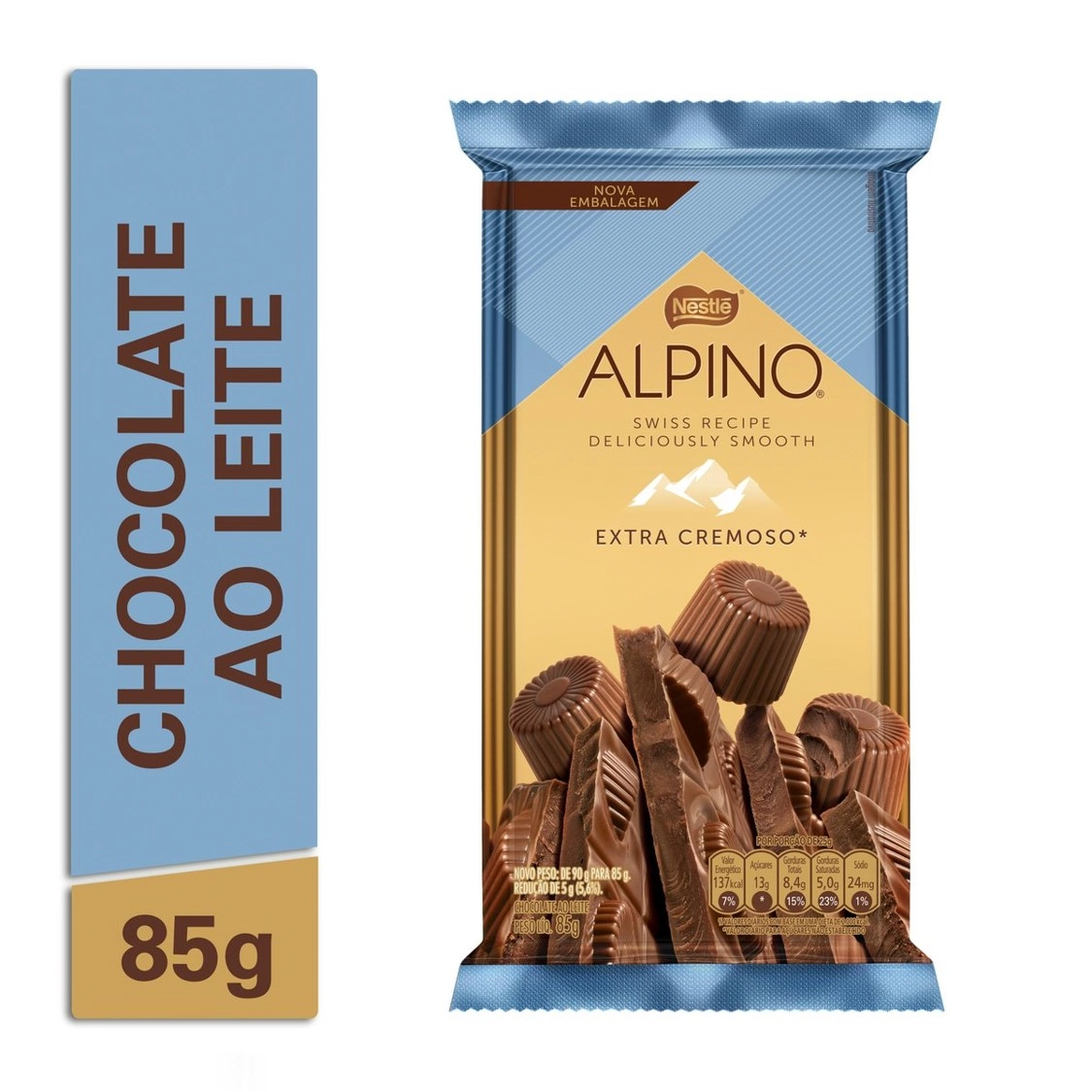 Chocolate Ao Leite Extracremoso Alpino Pacote 85g