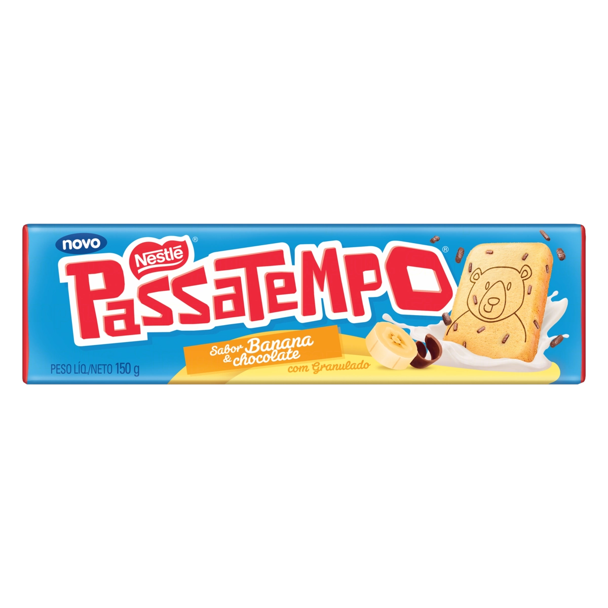 Biscoito Banana Chocolate Com Granulado Passatempo Pacote 150g
