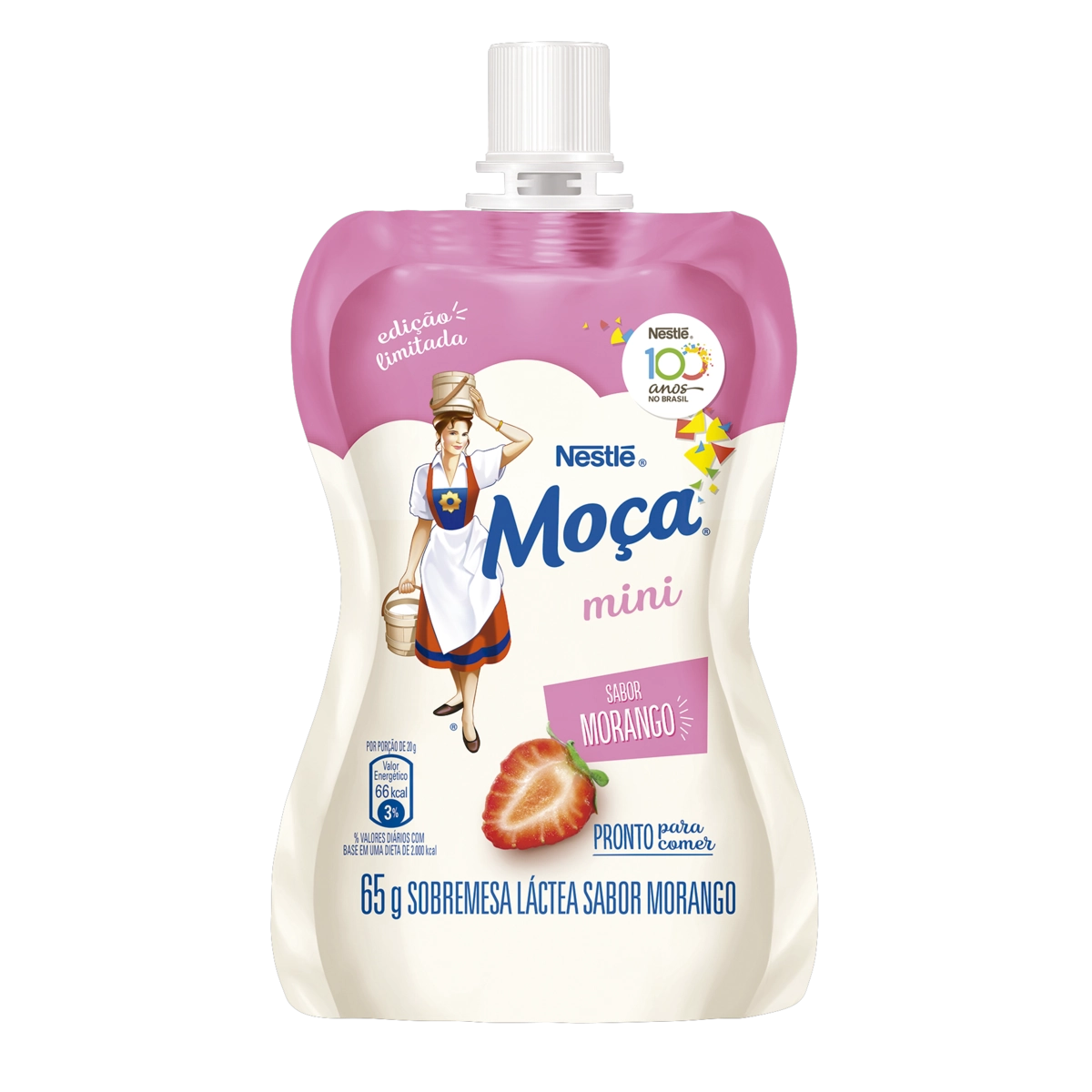 Sobremesa Láctea Morango Moça Mini Squeeze 65g