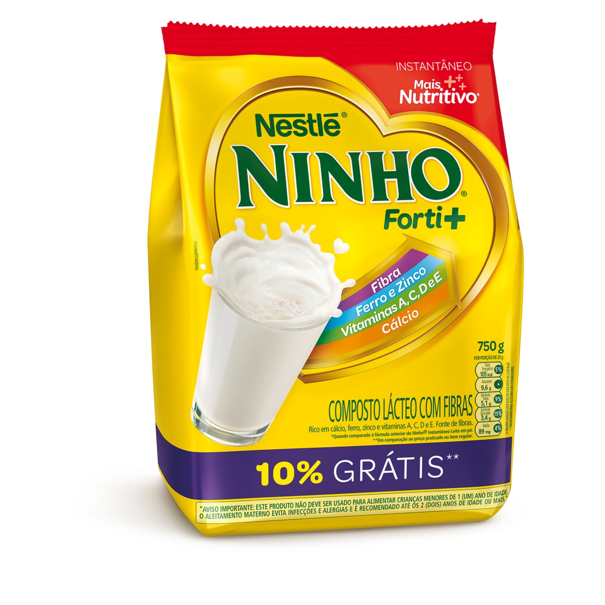 Composto Lácteo Ninho Forti Pacote 750g Grátis 10