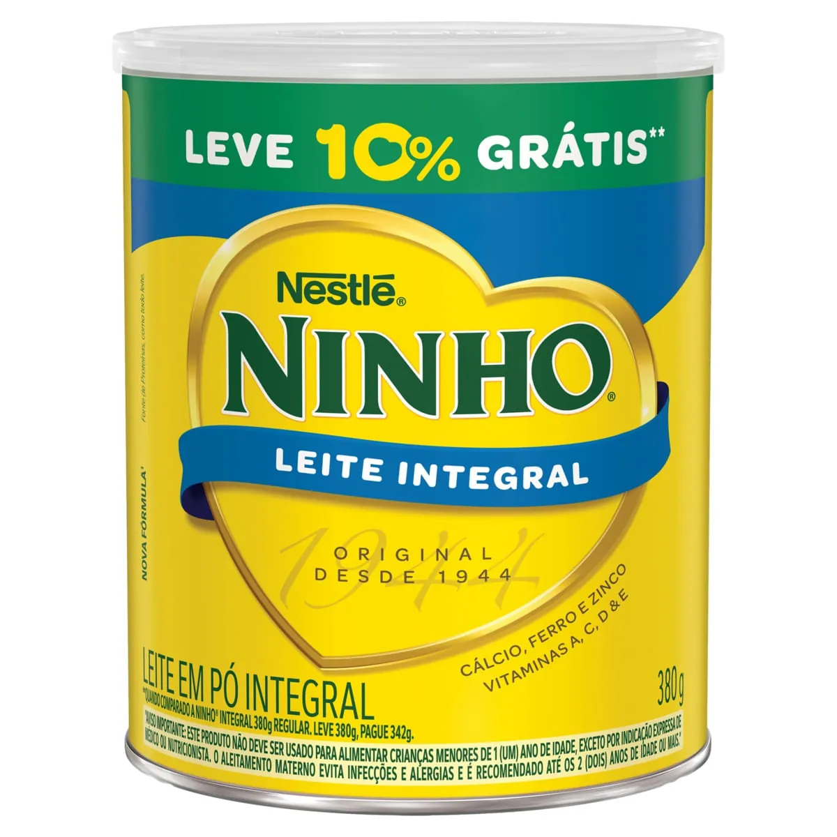 Leite em Pó Integral Ninho Lata Leve 380g Pague 342g