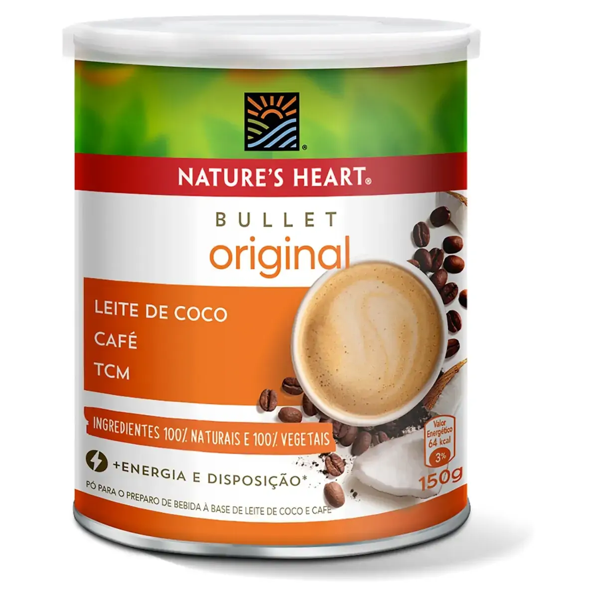 Mistura para Bebida com Café em Pó Original Nature's Heart Bullet Lata 150g