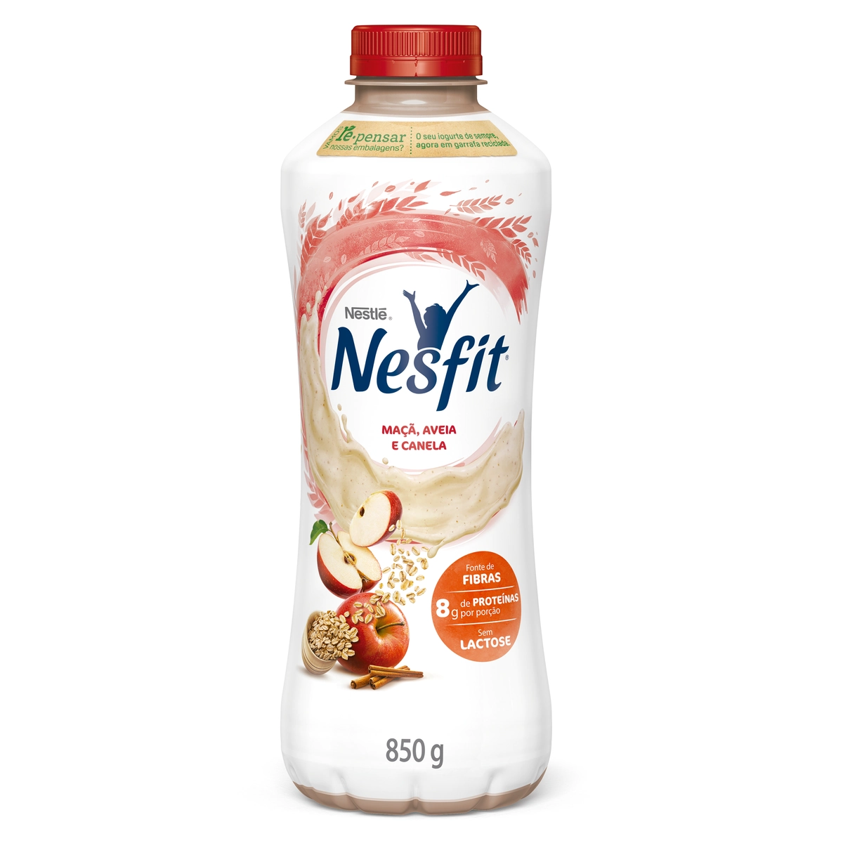 Iogurte Maçã, Aveia e Canela Zero Lactose Nesfit Garrafa 850g