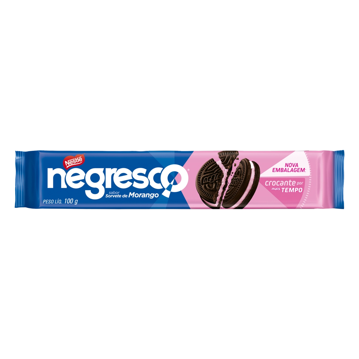 Biscoito Chocolate Recheio Sorvete de Morango Negresco Pacote 100g