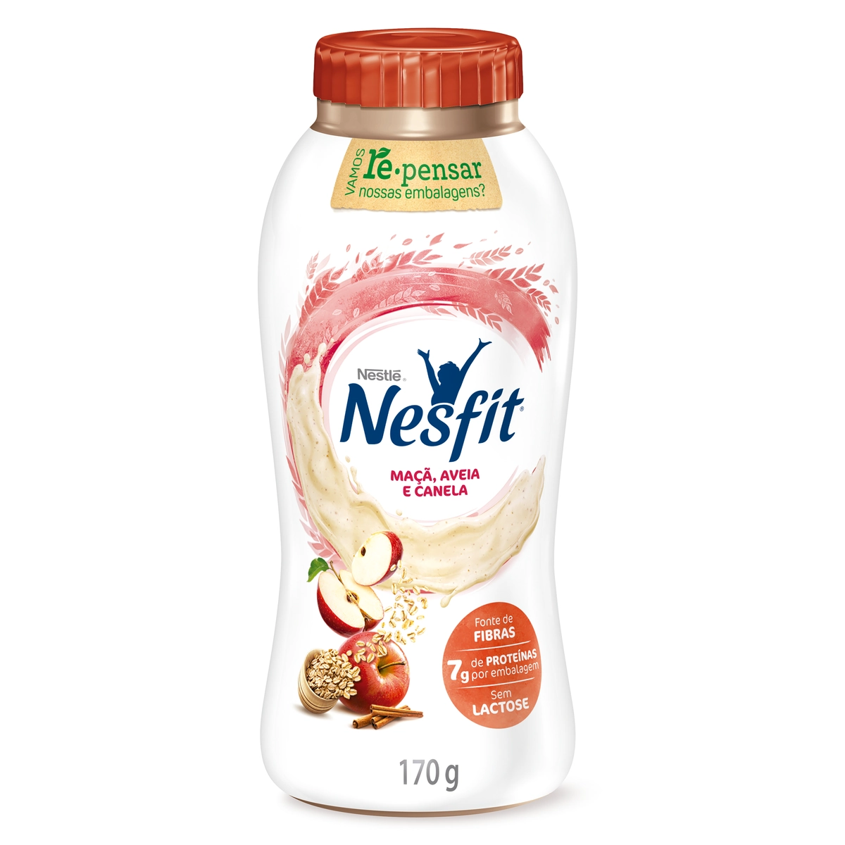 Iogurte Maçã, Aveia e Canela Zero Lactose Nesfit Frasco 170g