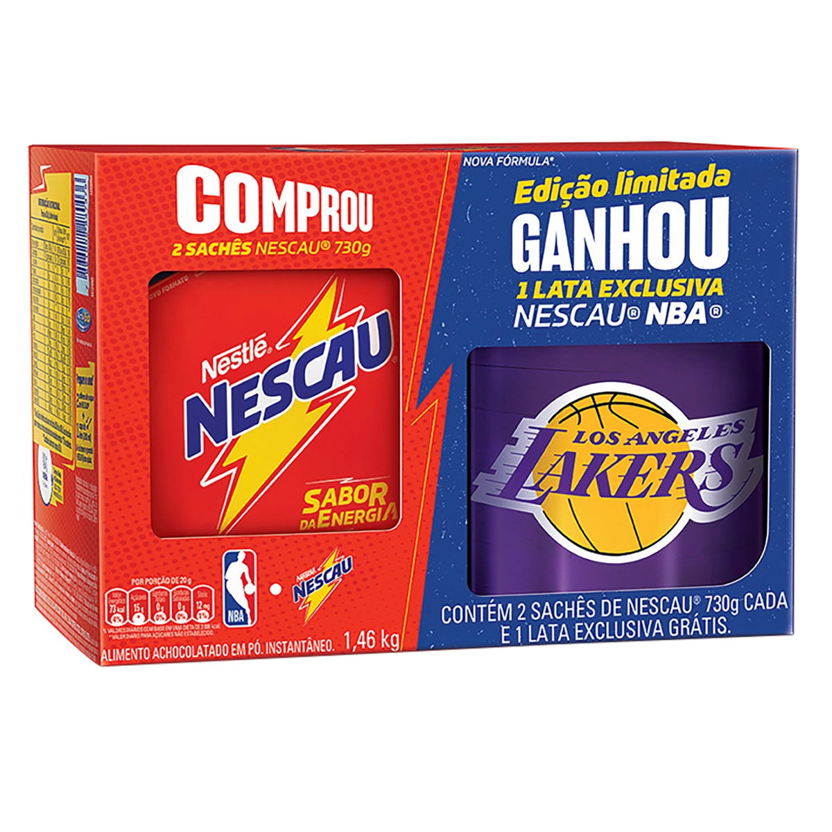 Kit 2 Achocolatados Pó Nescau 730g Cada Grátis 1 Lata Exclusiva Internacional Ou Grêmio
