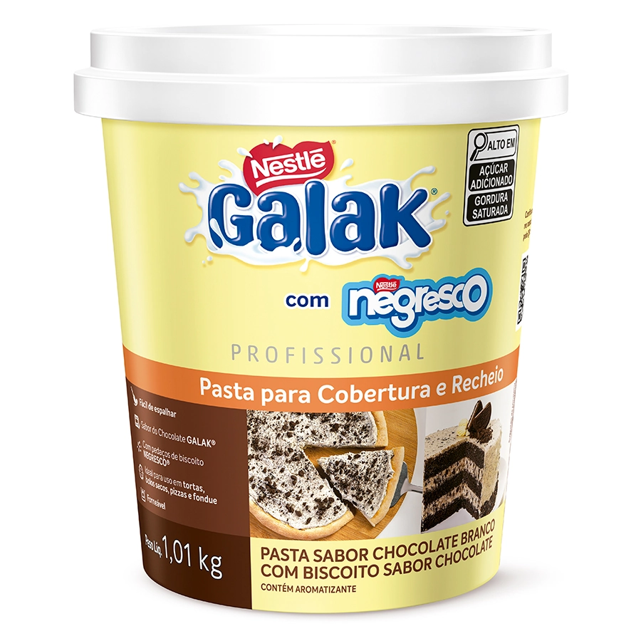 Recheio Chocolate Branco Com Negresco Galak Profissional Pote 1,01kg