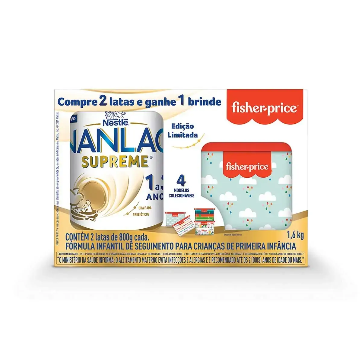 Fórmula Infantil Nanlac Supreme Caixa 1,6kg 2 Unidades Grátis 1 Brinde Fisher Price