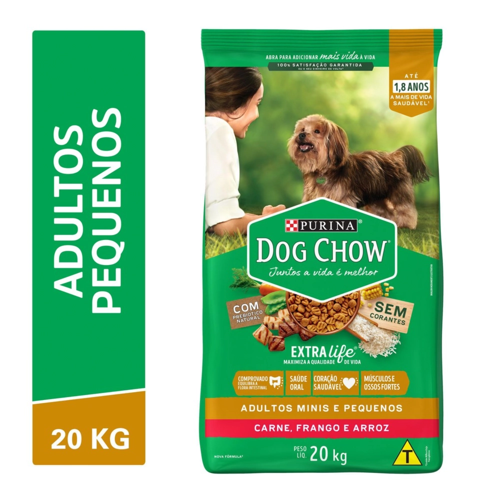 Alimento Para Cães Adultos Raças Minis E Pequenas Carne, Frango E Arroz Purina Dog Chow Extra Life P
