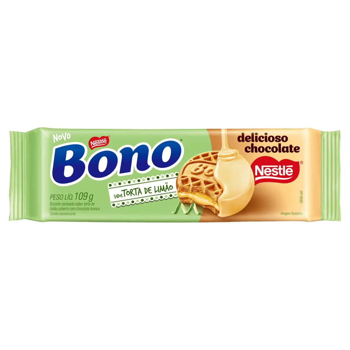 Biscoito BONO Recheado Torta de Limão Coberto com Chocolate Branco 109g