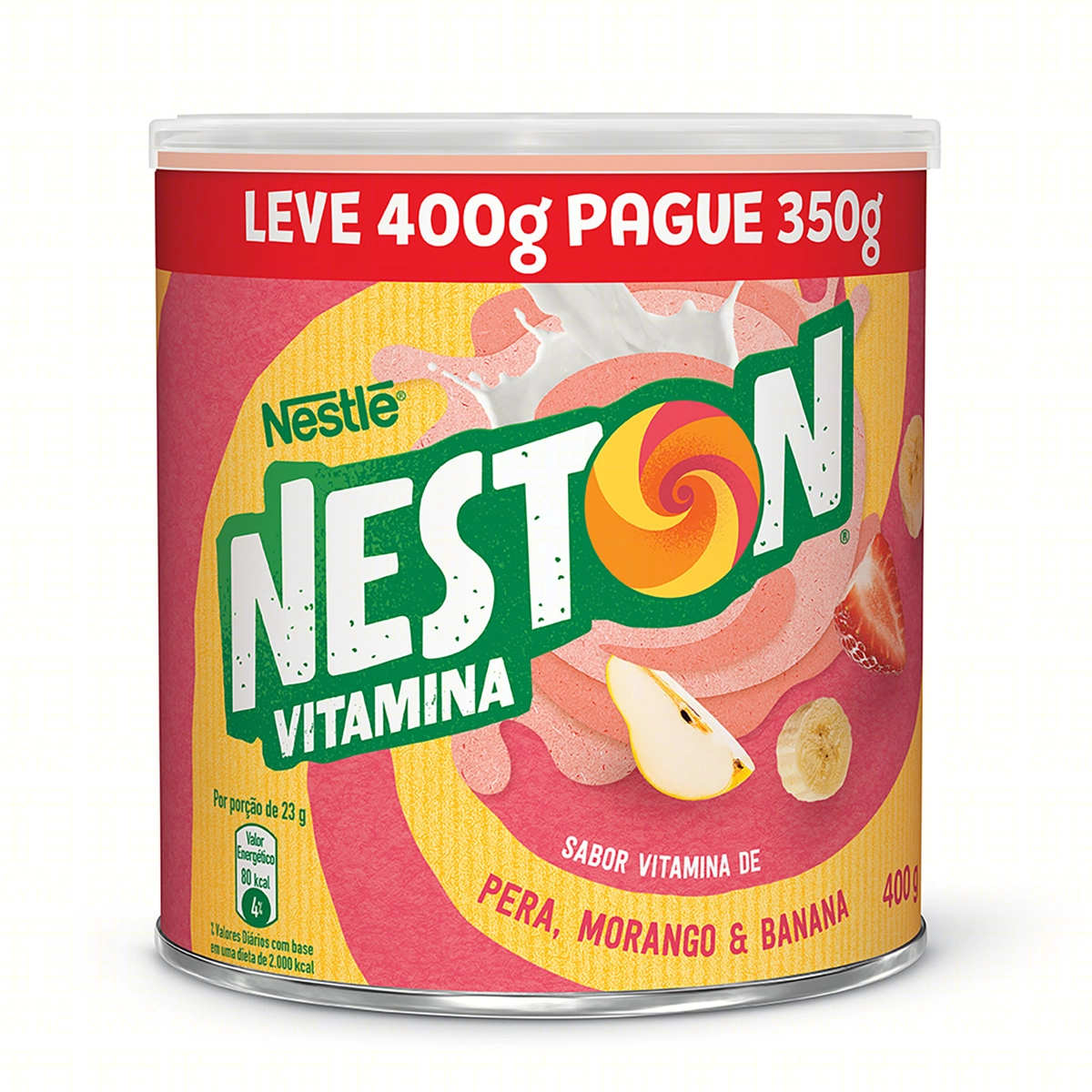 Pó Para Preparo De Bebida Vitamina De Pera, Morango Banana Neston Lata Leve 400g Pague 350g