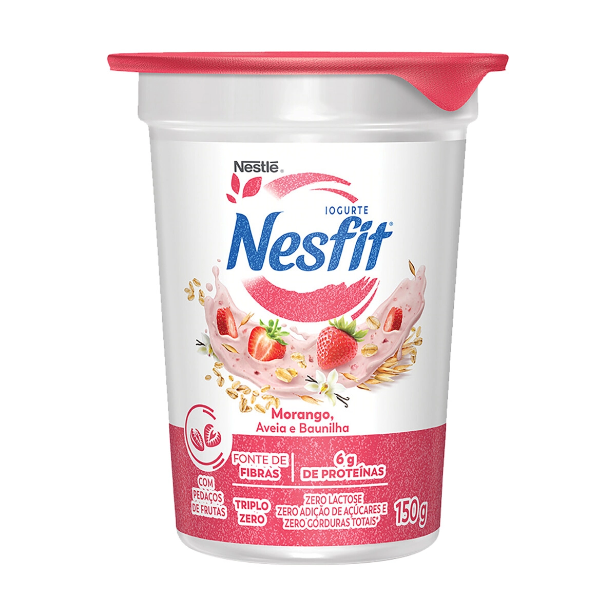 Iogurte Desnatado Morango, Aveia e Baunilha Zero Lactose Nesfit Copo 150g