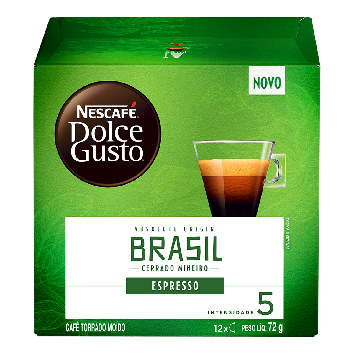 Café em Cápsula Torrado e Moído Espresso Brasil Nescafé Dolce Gusto Absolute Origin 72g 12 Unidades