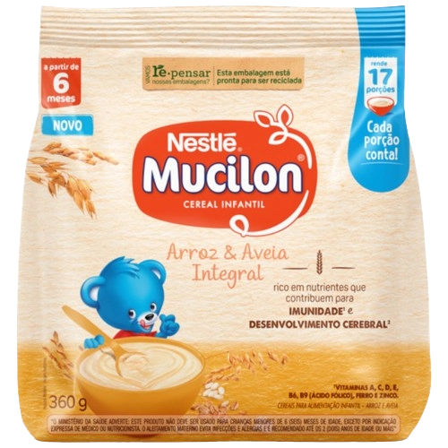 Cereal Infantil Integral Arroz Aveia Mucilon Pacote 360g