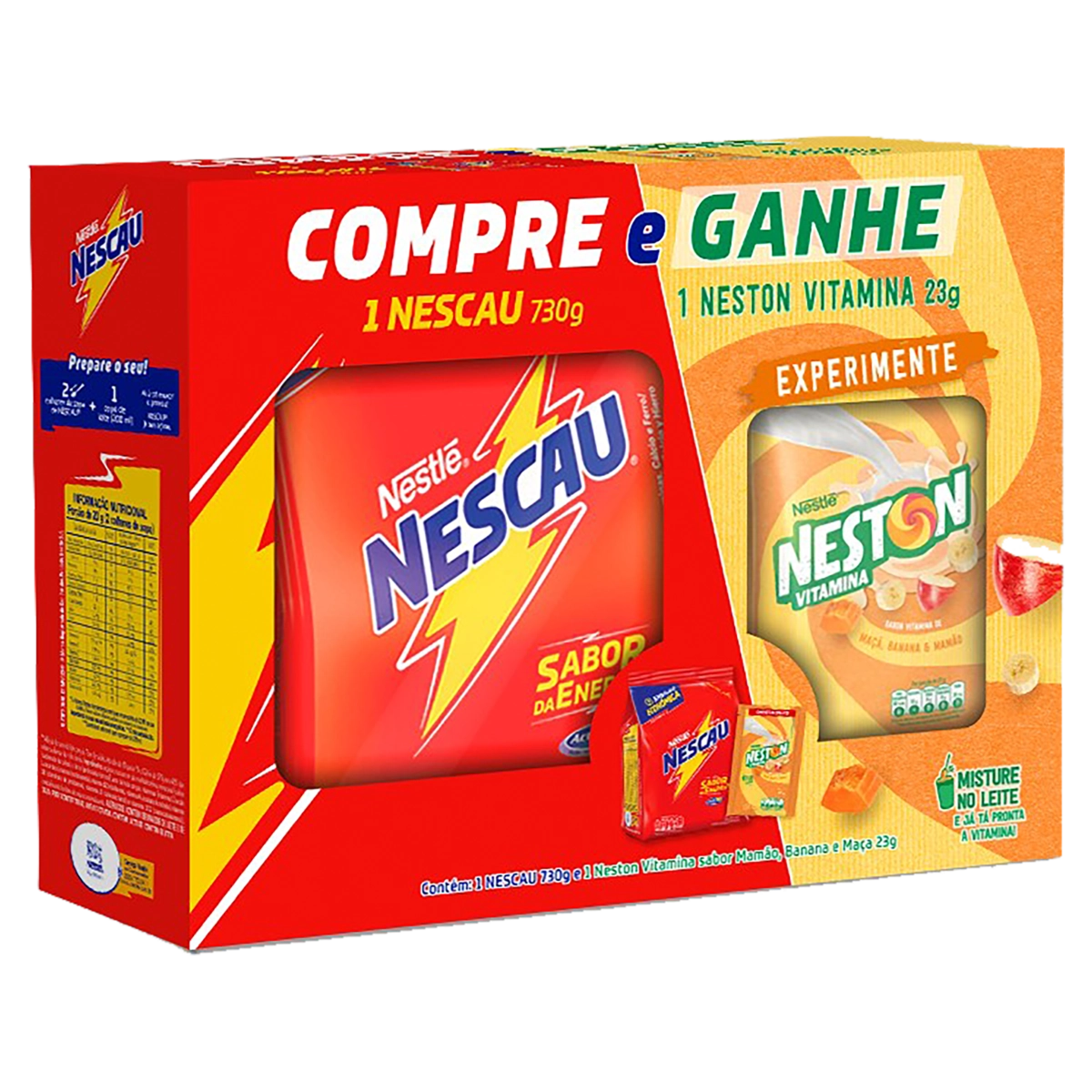 Kit Achocolatado Pó Nescau 730g Grátis Neston Vitamina 23g
