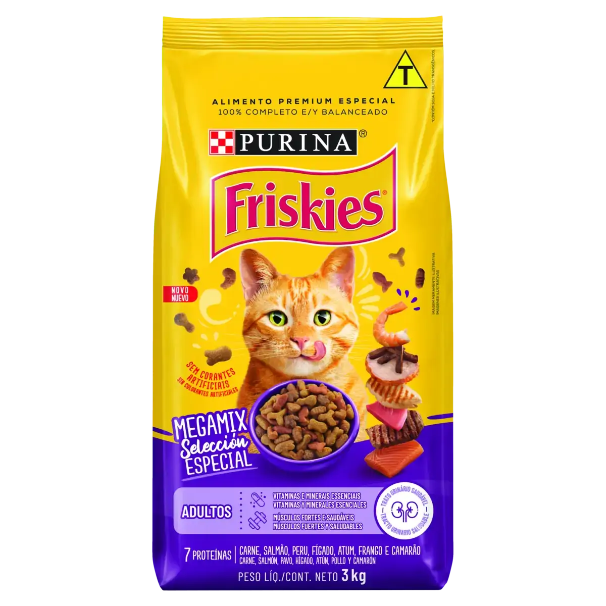 Alimento Para Gatos Adultos Todas As Raças E Tamanhos Megamix Purina Friskies Pacote 3kg