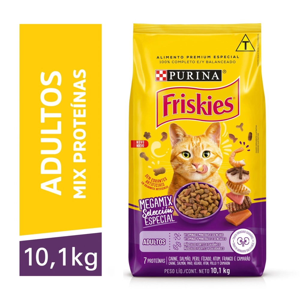Alimento Para Gatos Adultos Todas As Raças E Tamanhos Megamix Purina Friskies Pacote 10,1kg