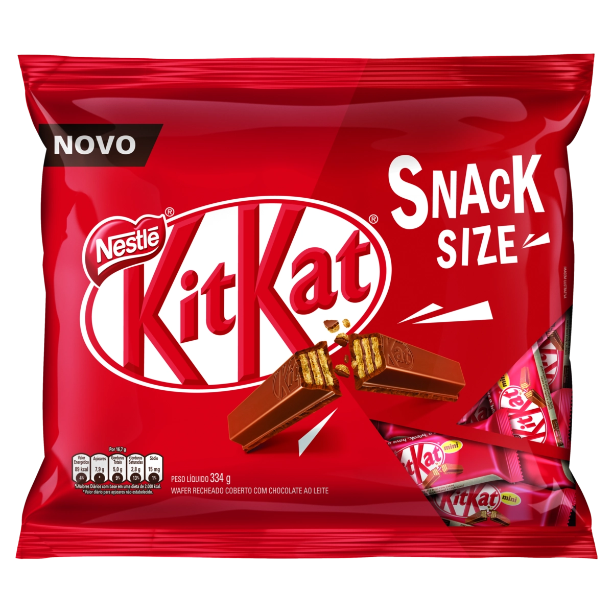 Wafer Cobertura Chocolate Ao Leite Kitkat Pacote 334g