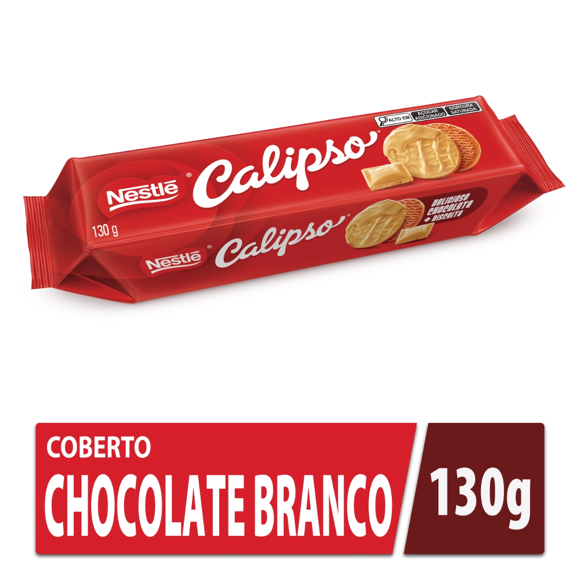 Biscoito Cobertura Chocolate Branco Calipso Pacote 130g