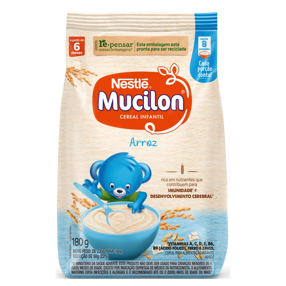 Cereal Infantil Arroz Mucilon Pacote 180g Grátis 20g