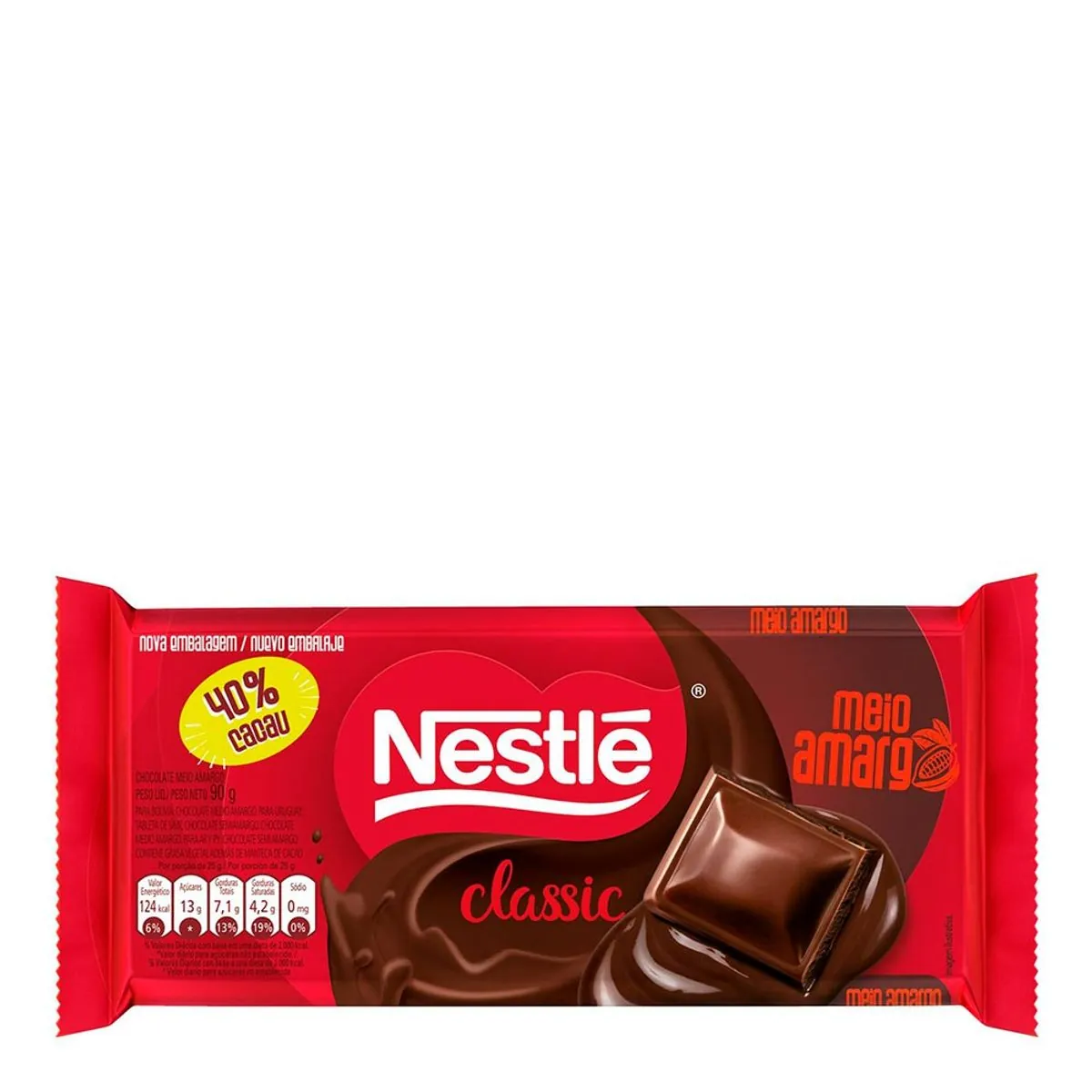 Chocolate Nestlé Classic Meio Amargo Tablete 80g