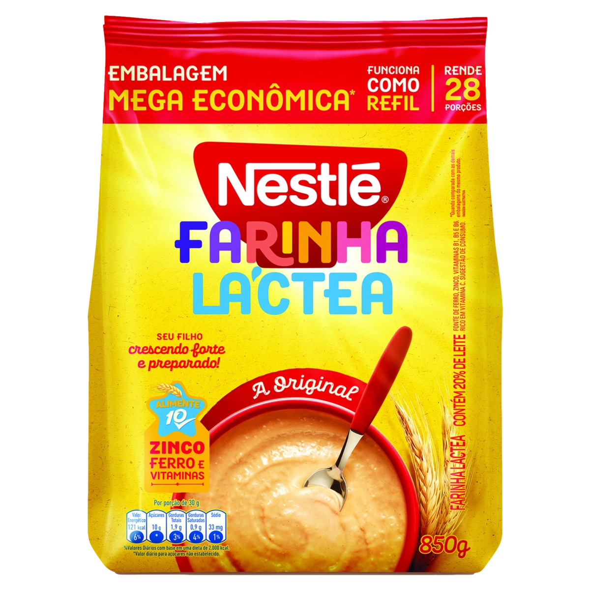 Farinha Láctea Original Nestlé Sachê 850g Refil Embalagem Mega Econômica
