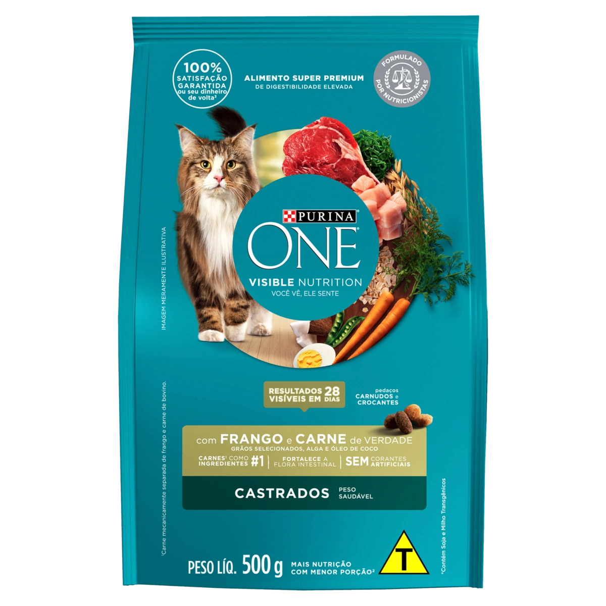 Alimento Para Gatos Castrados Frango E Carne Purina One Pacote 500g