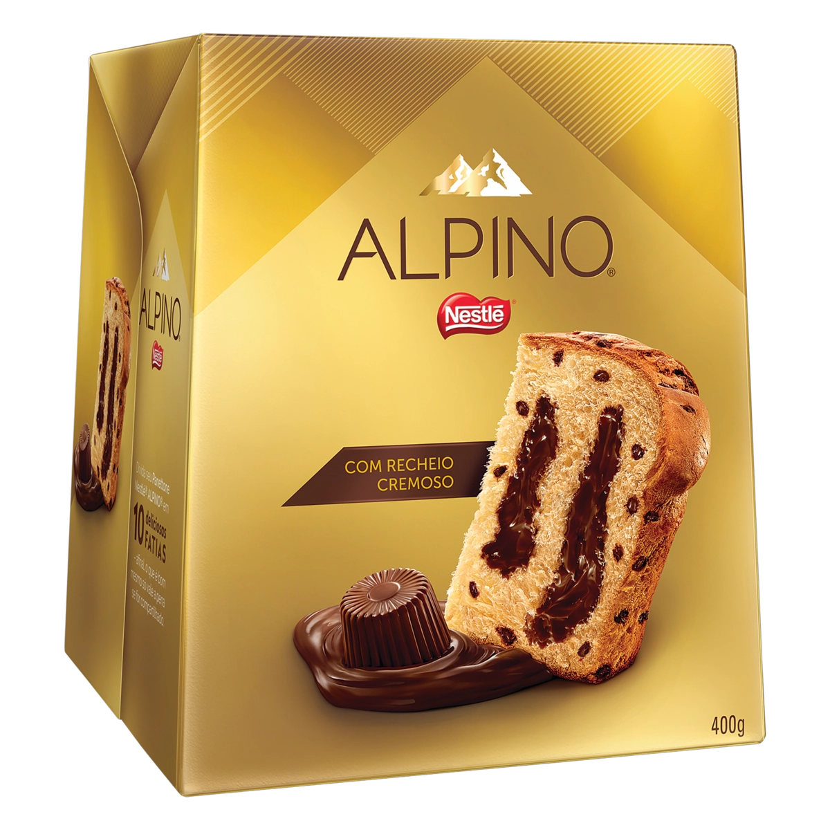 Panettone com Gotas e Recheio Chocolate Alpino Nestlé Caixa 450g